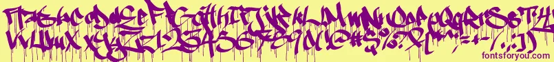 Ruthlessdrippin1 Font – Purple Fonts on Yellow Background