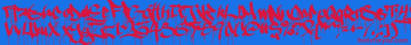 Więcej informacji o czcionce Ruthlessdrippin1 Czcionka Ruthlessdrippin1 – czerwone czcionki na niebieskim tle