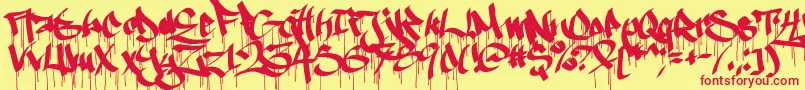 Ruthlessdrippin1 Font – Red Fonts on Yellow Background