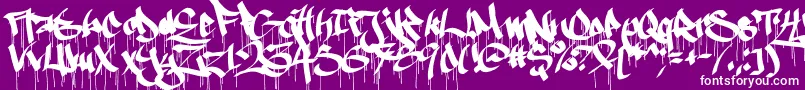 Ruthlessdrippin1-Schriftart – Weiße Schriften auf violettem Hintergrund