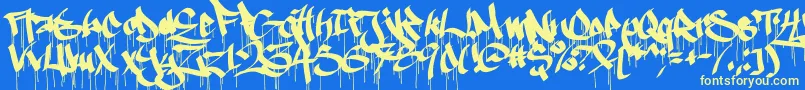 Ruthlessdrippin1 Font – Yellow Fonts on Blue Background