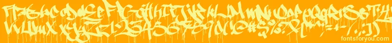 Ruthlessdrippin1 Font – Yellow Fonts on Orange Background