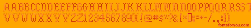 Embroidery-Schriftart – Rote Schriften auf orangefarbenem Hintergrund