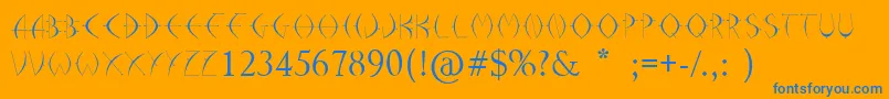 Arrohunter-Schriftart – Blaue Schriften auf orangefarbenem Hintergrund