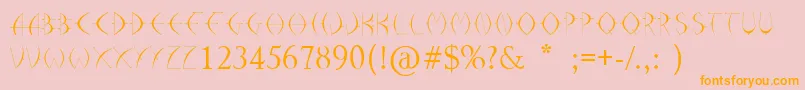 フォントArrohunter – オレンジの文字がピンクの背景にあります。