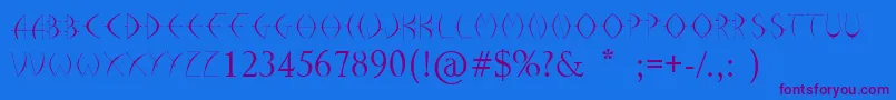 Arrohunter-Schriftart – Violette Schriften auf blauem Hintergrund