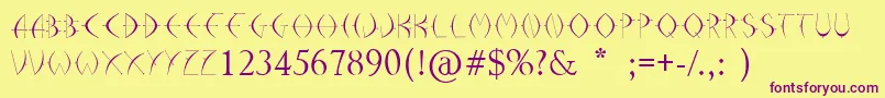 Arrohunter-Schriftart – Violette Schriften auf gelbem Hintergrund
