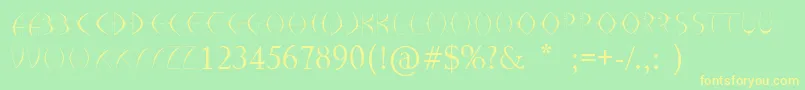 フォントArrohunter – 黄色の文字が緑の背景にあります