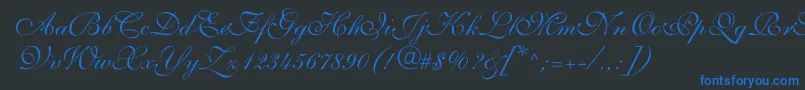 ShelleyvolantescriptNormal Font – Blue Fonts on Black Background
