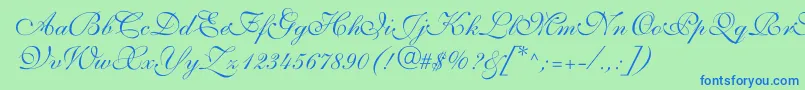 ShelleyvolantescriptNormal Font – Blue Fonts on Green Background