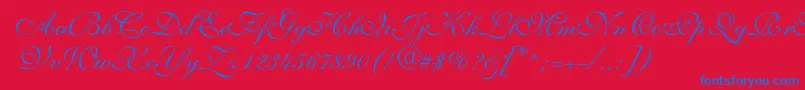 ShelleyvolantescriptNormal Font – Blue Fonts on Red Background