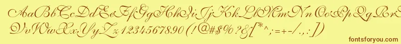 ShelleyvolantescriptNormal Font – Brown Fonts on Yellow Background