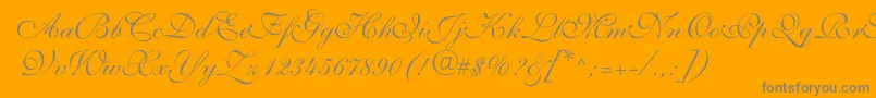 ShelleyvolantescriptNormal-Schriftart – Graue Schriften auf orangefarbenem Hintergrund