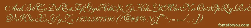 ShelleyvolantescriptNormal Font – Green Fonts on Brown Background