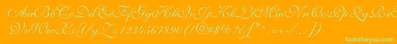 ShelleyvolantescriptNormal Font – Green Fonts on Orange Background