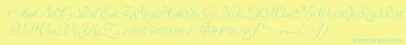 ShelleyvolantescriptNormal Font – Green Fonts on Yellow Background