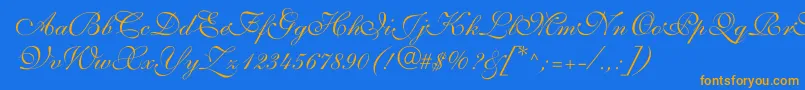 ShelleyvolantescriptNormal Font – Orange Fonts on Blue Background
