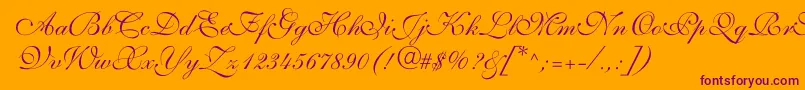 ShelleyvolantescriptNormal Font – Purple Fonts on Orange Background