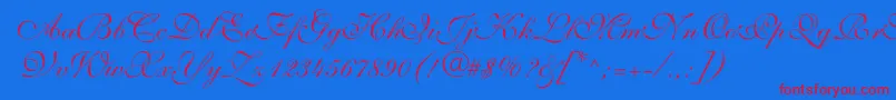 Fonte ShelleyvolantescriptNormal – fontes vermelhas em um fundo azul