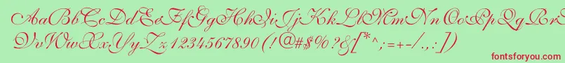 ShelleyvolantescriptNormal Font – Red Fonts on Green Background