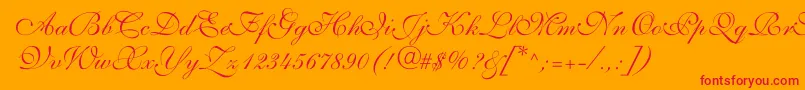 ShelleyvolantescriptNormal Font – Red Fonts on Orange Background