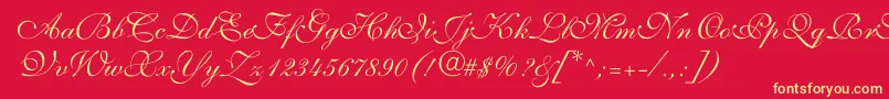 ShelleyvolantescriptNormal Font – Yellow Fonts on Red Background
