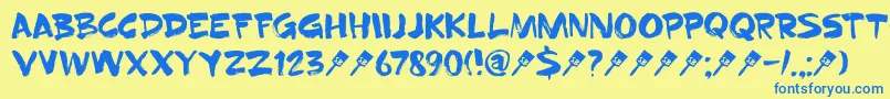 DkSuperbrush Font – Blue Fonts on Yellow Background