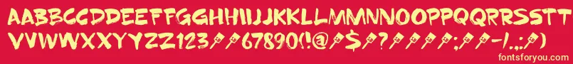 DkSuperbrush Font – Yellow Fonts on Red Background