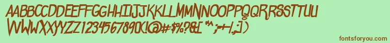 ComicdoucheBold-fontti – ruskeat fontit vihreällä taustalla