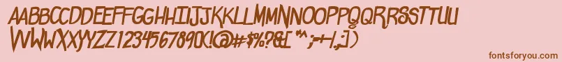 ComicdoucheBold-Schriftart – Braune Schriften auf rosa Hintergrund