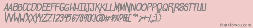 Więcej informacji o czcionce ComicdoucheBold Czcionka ComicdoucheBold – szare czcionki na różowym tle