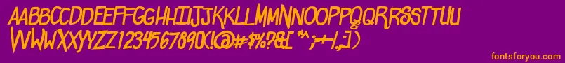 Fonte ComicdoucheBold – fontes laranjas em um fundo violeta