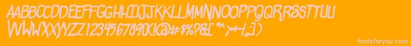 ComicdoucheBold-fontti – vaaleanpunaiset fontit oranssilla taustalla