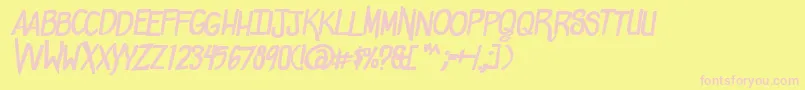 ComicdoucheBold-fontti – vaaleanpunaiset fontit keltaisella taustalla