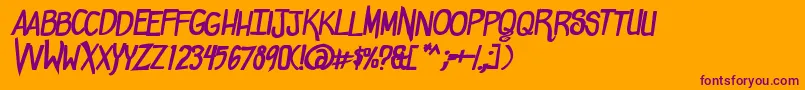 フォントComicdoucheBold – オレンジの背景に紫のフォント