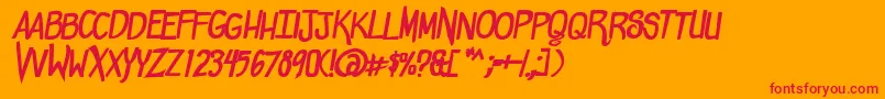 ComicdoucheBold Font – Red Fonts on Orange Background