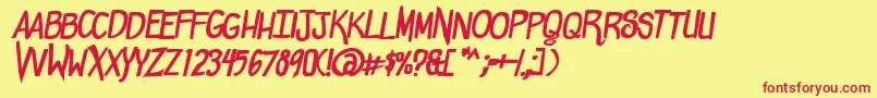 Police ComicdoucheBold – polices rouges sur fond jaune