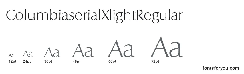 Размеры шрифта ColumbiaserialXlightRegular
