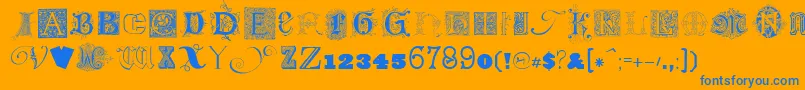 KidnappedatoldtimesFree3-Schriftart – Blaue Schriften auf orangefarbenem Hintergrund