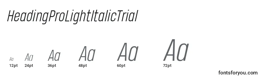 HeadingProLightItalicTrial Font Sizes