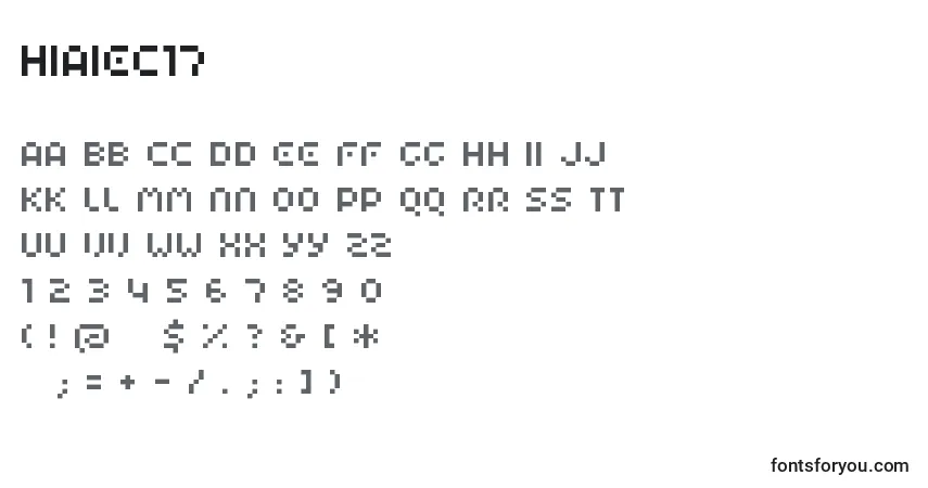 Czcionka Hiaiec17 – alfabet, cyfry, specjalne znaki