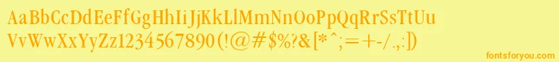フォントGaramondcondNormal – オレンジの文字が黄色の背景にあります。