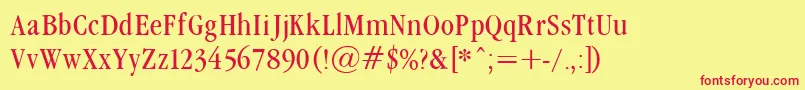 GaramondcondNormal Font – Red Fonts on Yellow Background