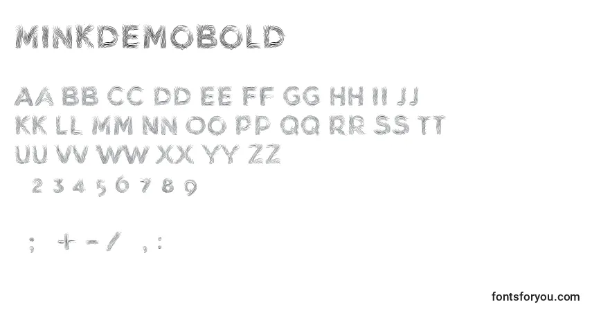 A fonte MinkdemoBold – alfabeto, números, caracteres especiais