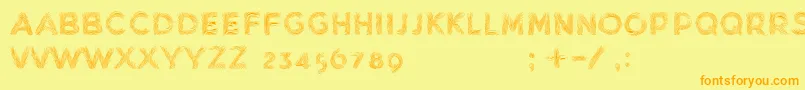 フォントMinkdemoBold – オレンジの文字が黄色の背景にあります。
