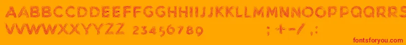 MinkdemoBold-Schriftart – Rote Schriften auf orangefarbenem Hintergrund