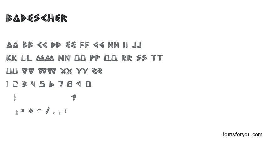 Schriftart BadEscher – Alphabet, Zahlen, spezielle Symbole