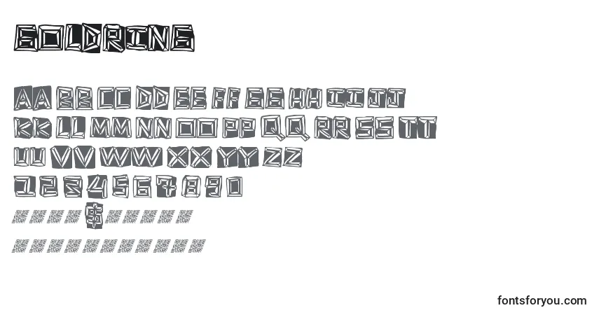 Czcionka Goldring – alfabet, cyfry, specjalne znaki