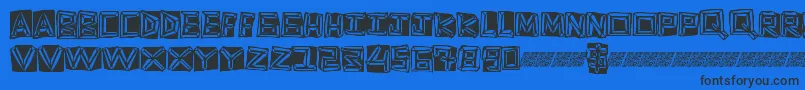 Goldring-Schriftart – Schwarze Schriften auf blauem Hintergrund