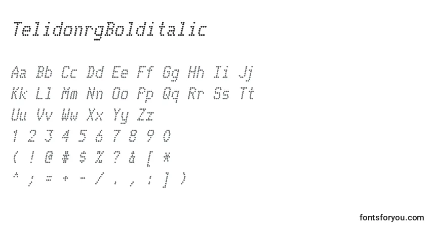 Шрифт TelidonrgBolditalic – алфавит, цифры, специальные символы